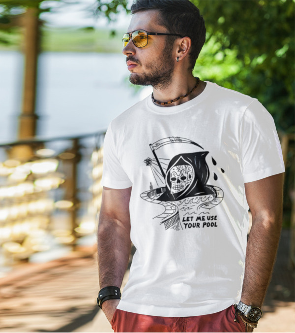 Let Me Use Your Pool Grim Reaper Skeleton Swim T-Shirt