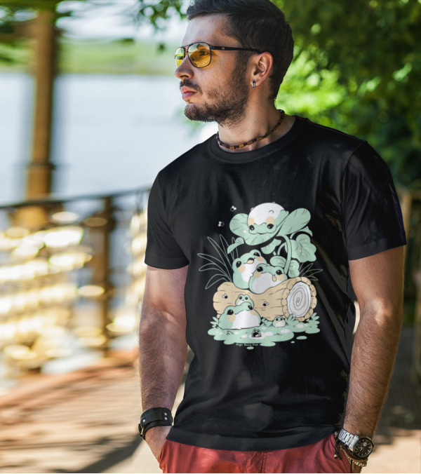 Sugoi Bunbu Shop Blob Frogs Log And Leaves T-Shirt
