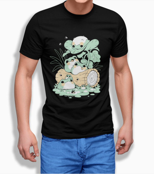 Sugoi Bunbu Shop Blob Frogs Log And Leaves T-Shirt