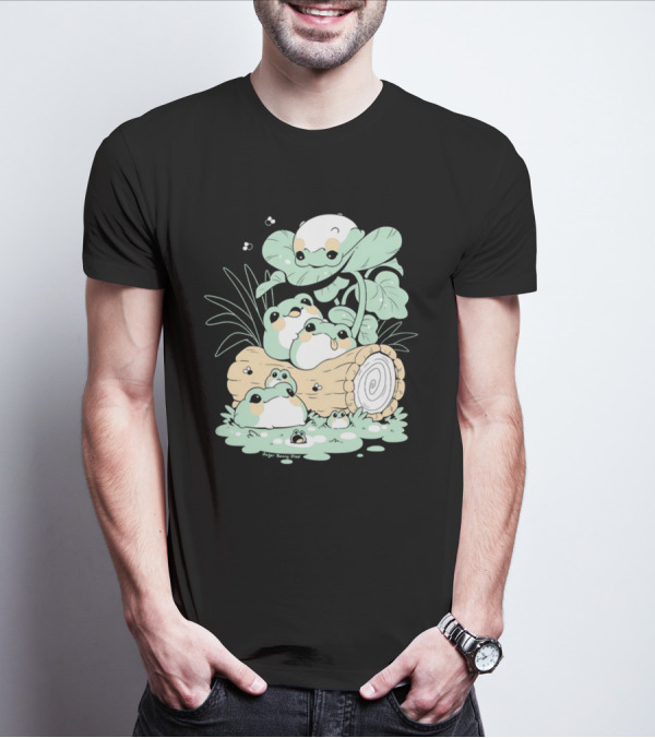 Sugoi Bunbu Shop Blob Frogs Log And Leaves T-Shirt