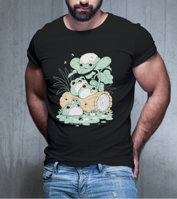 Sugoi Bunbu Shop Blob Frogs Log And Leaves T-Shirt