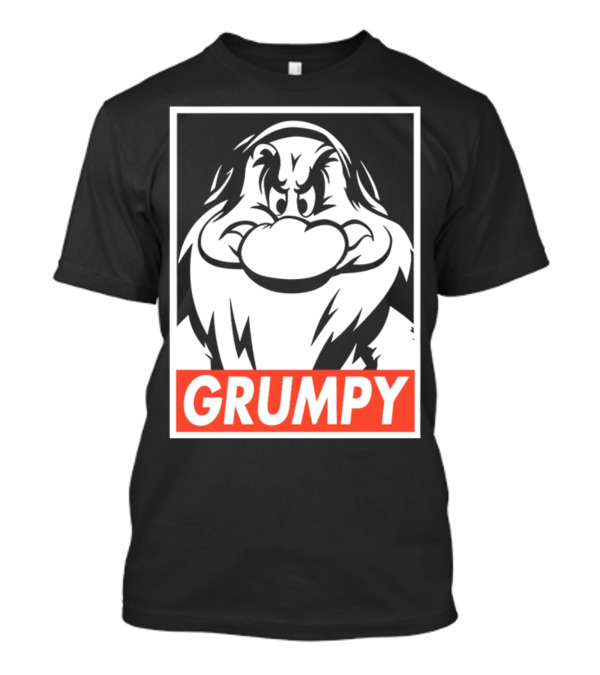 Seven Dwarfs Grumpy Black And White Cartoon T-Shirt