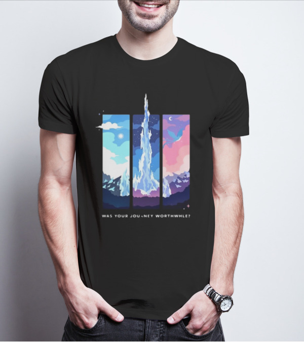 Was Your Journey Worthwhile Cosmic Mountain Sky Triptych T-Shirt
