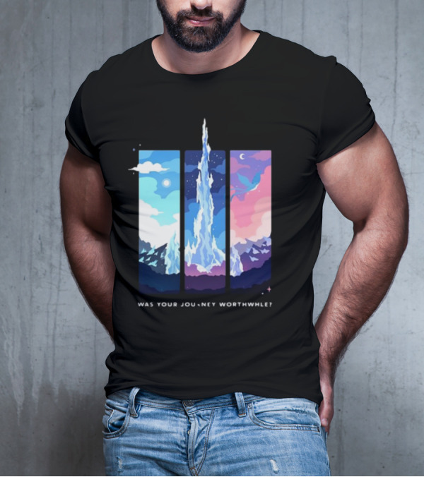Was Your Journey Worthwhile Cosmic Mountain Sky Triptych T-Shirt