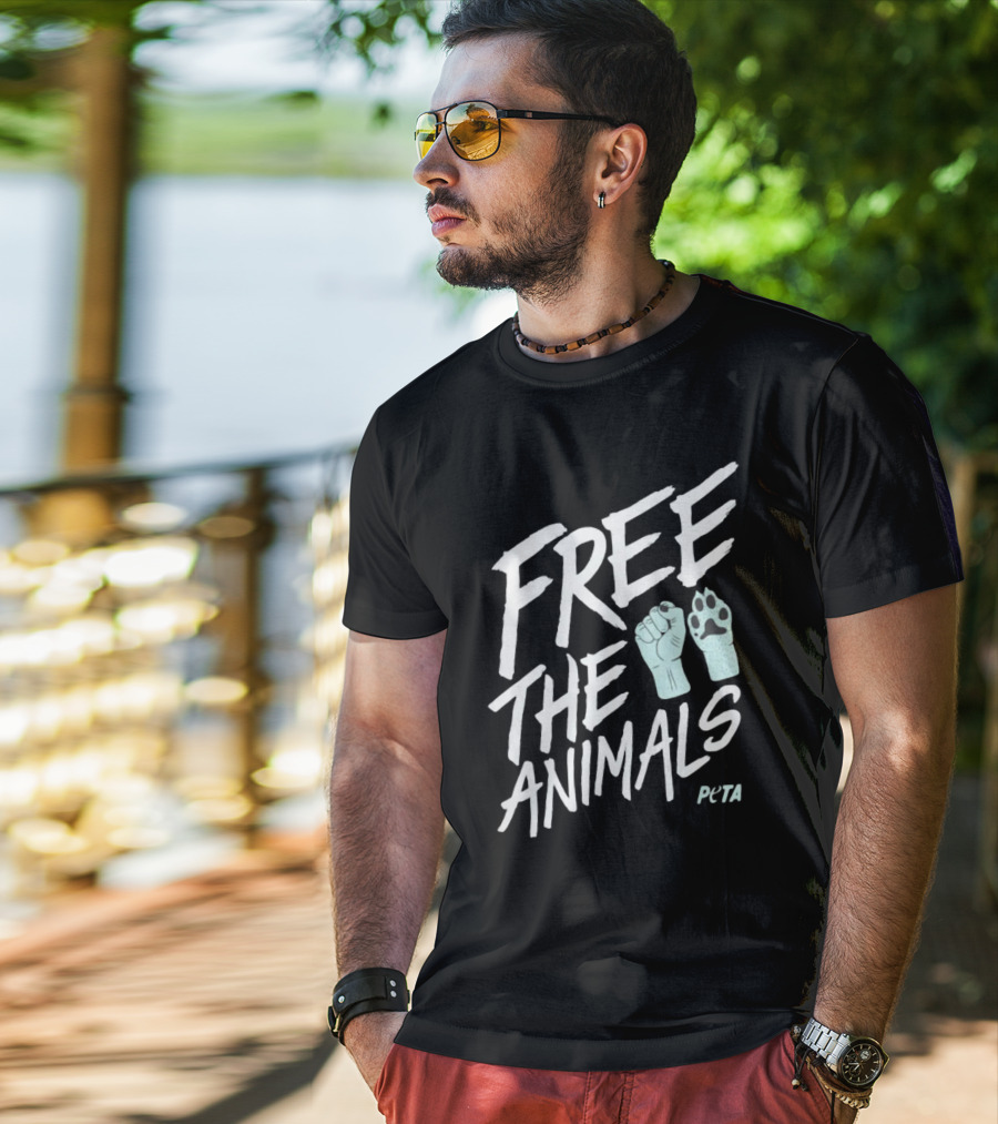 FREE THE ANIMALS PETA Fist And Paw T-Shirt