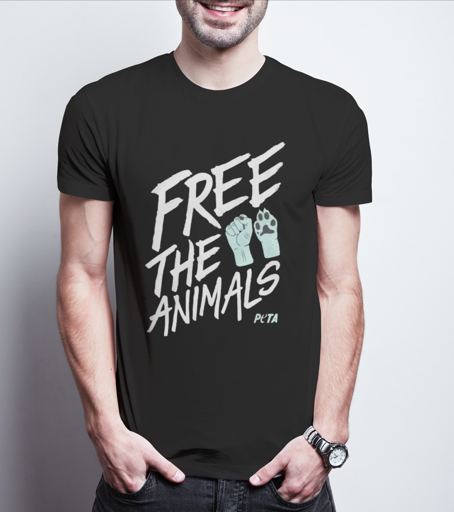 FREE THE ANIMALS PETA Fist And Paw T-Shirt