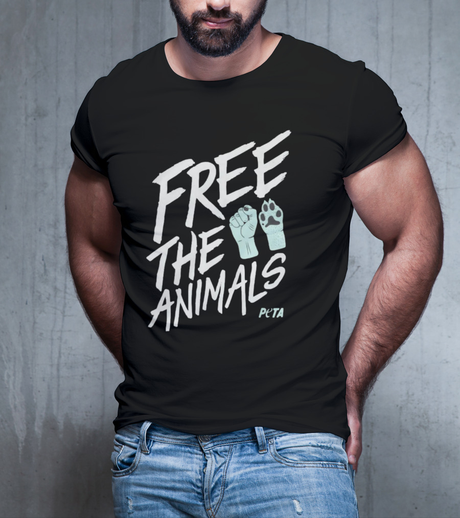 FREE THE ANIMALS PETA Fist And Paw T-Shirt