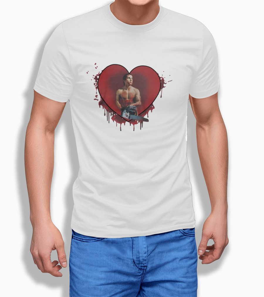 Christian Bale American Psycho Chainsaw Heart T-Shirt