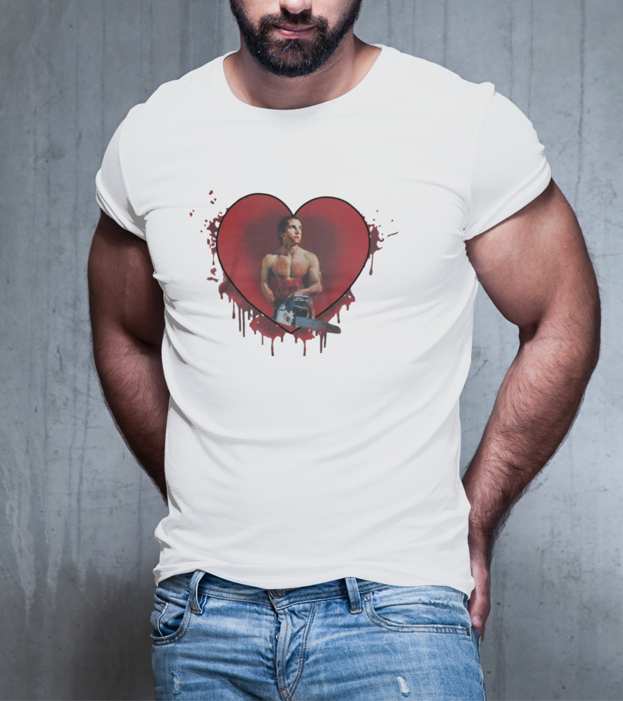 Christian Bale American Psycho Chainsaw Heart T-Shirt