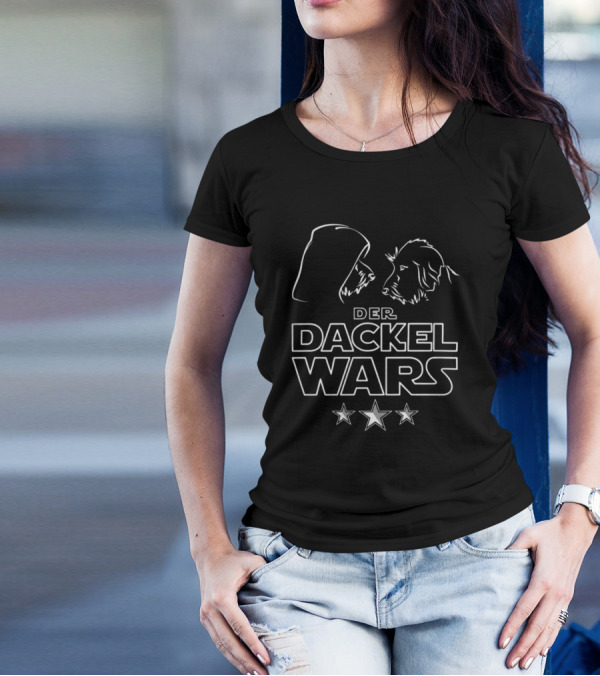 Der Dackel Wars Star Dachshund Battle Scene T-Shirt