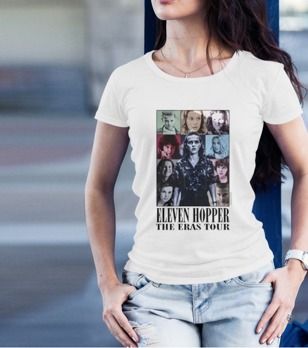 Eleven Hopper The Eras Tour With Iconic Characters Grid T-Shirt