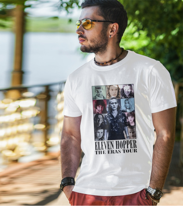 Eleven Hopper The Eras Tour With Iconic Characters Grid T-Shirt