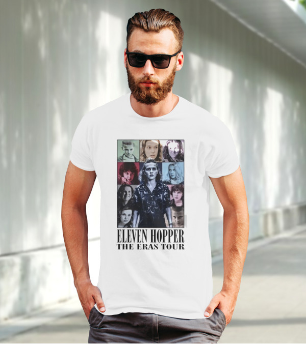 Eleven Hopper The Eras Tour With Iconic Characters Grid T-Shirt