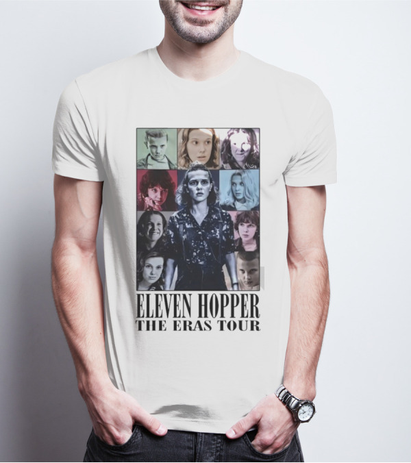 Eleven Hopper The Eras Tour With Iconic Characters Grid T-Shirt