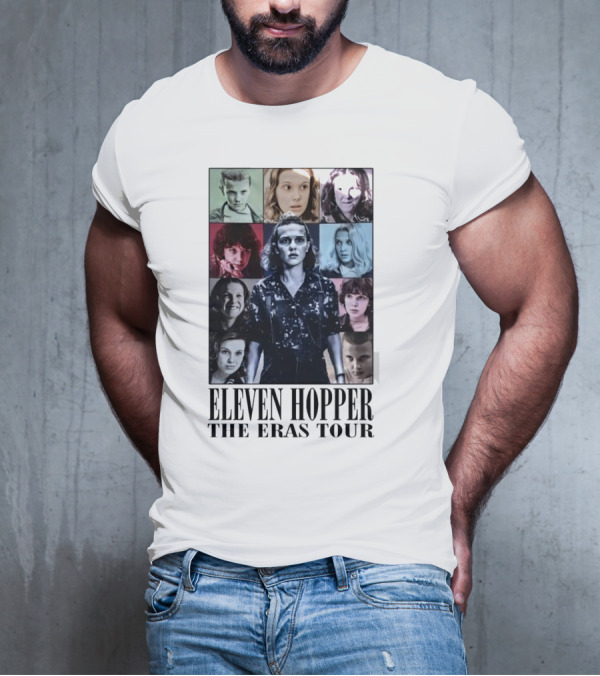 Eleven Hopper The Eras Tour With Iconic Characters Grid T-Shirt
