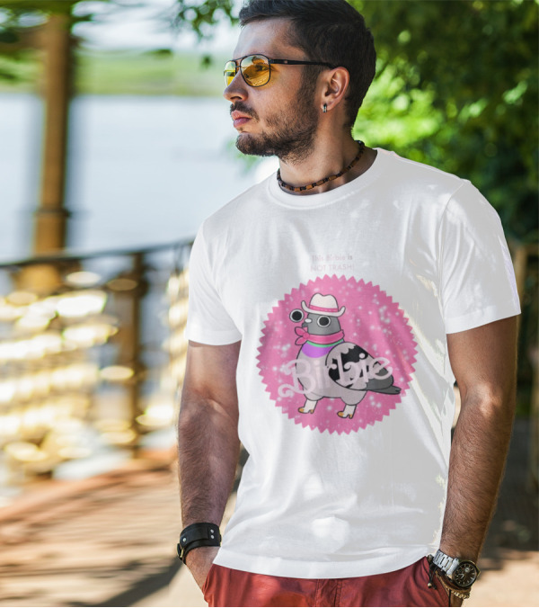 This Birbie Is Not Trash Birbie Pink Sparkle Cowboy Hat Pigeon T-Shirt