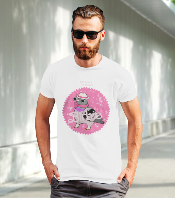 This Birbie Is Not Trash Birbie Pink Sparkle Cowboy Hat Pigeon T-Shirt
