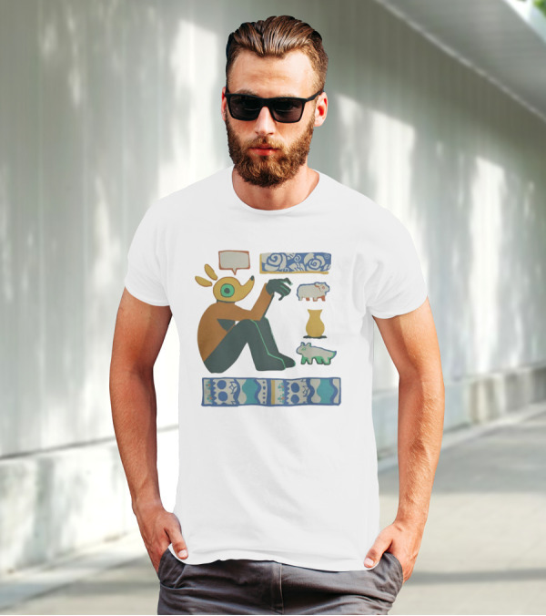 Trickleyt Homunculus Deer Character With Floral And Sheep T-Shirt