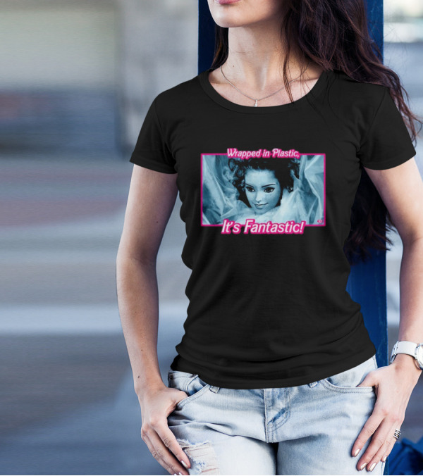 Wrapped In Plastic It's Fantastic Distorted Doll Face T-Shirt