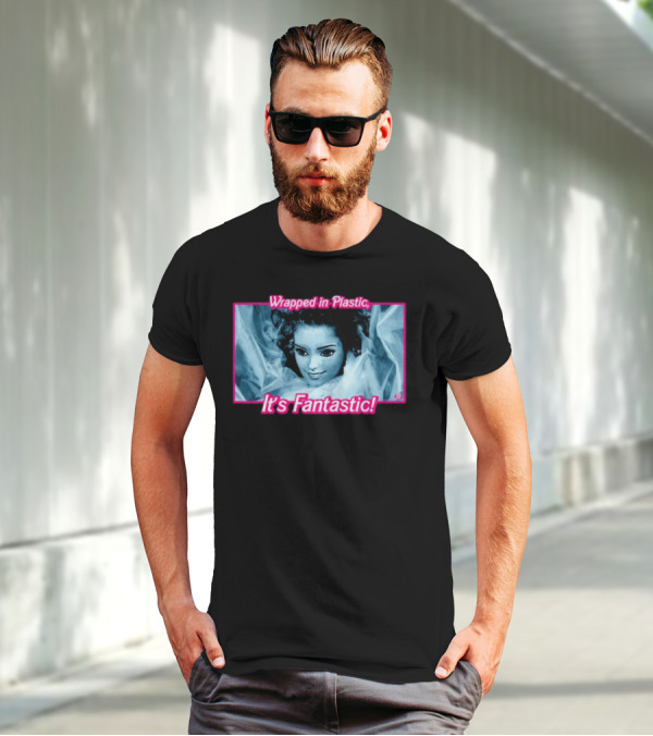 Wrapped In Plastic It's Fantastic Distorted Doll Face T-Shirt