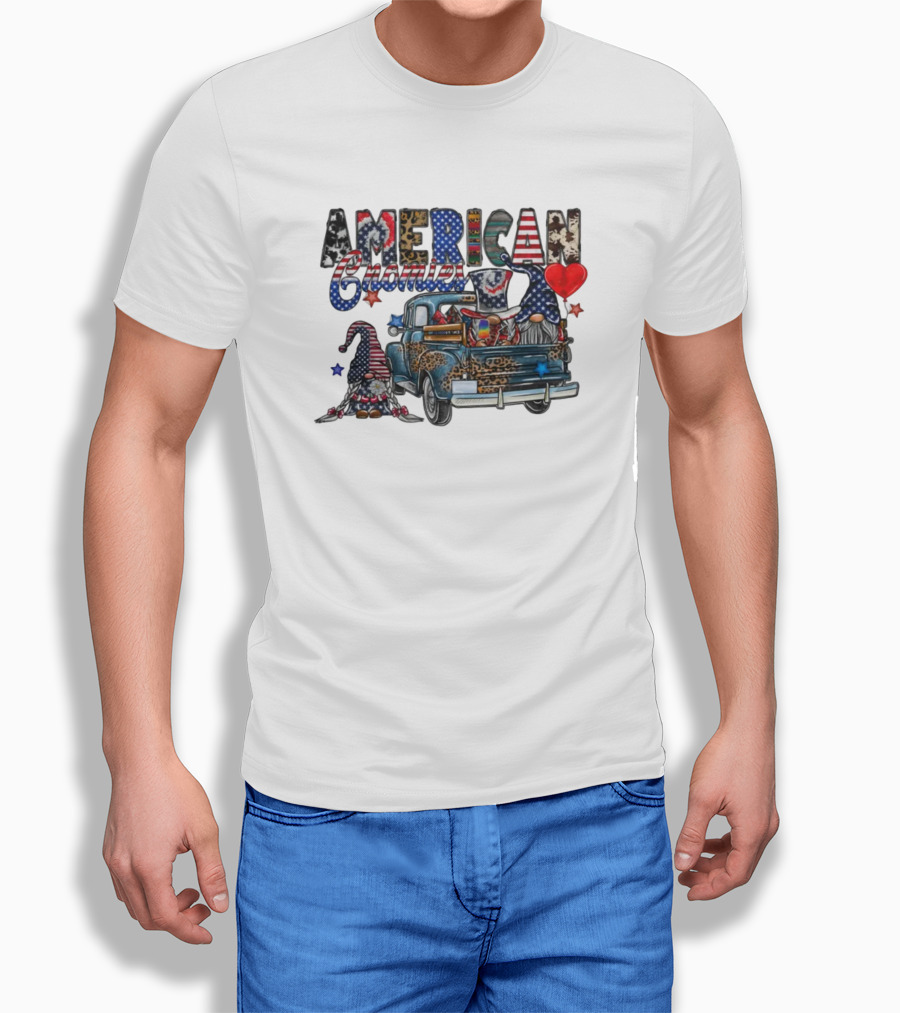American Gnomies Truck With Patriotic Gnome Patterns And Stars T-Shirt
