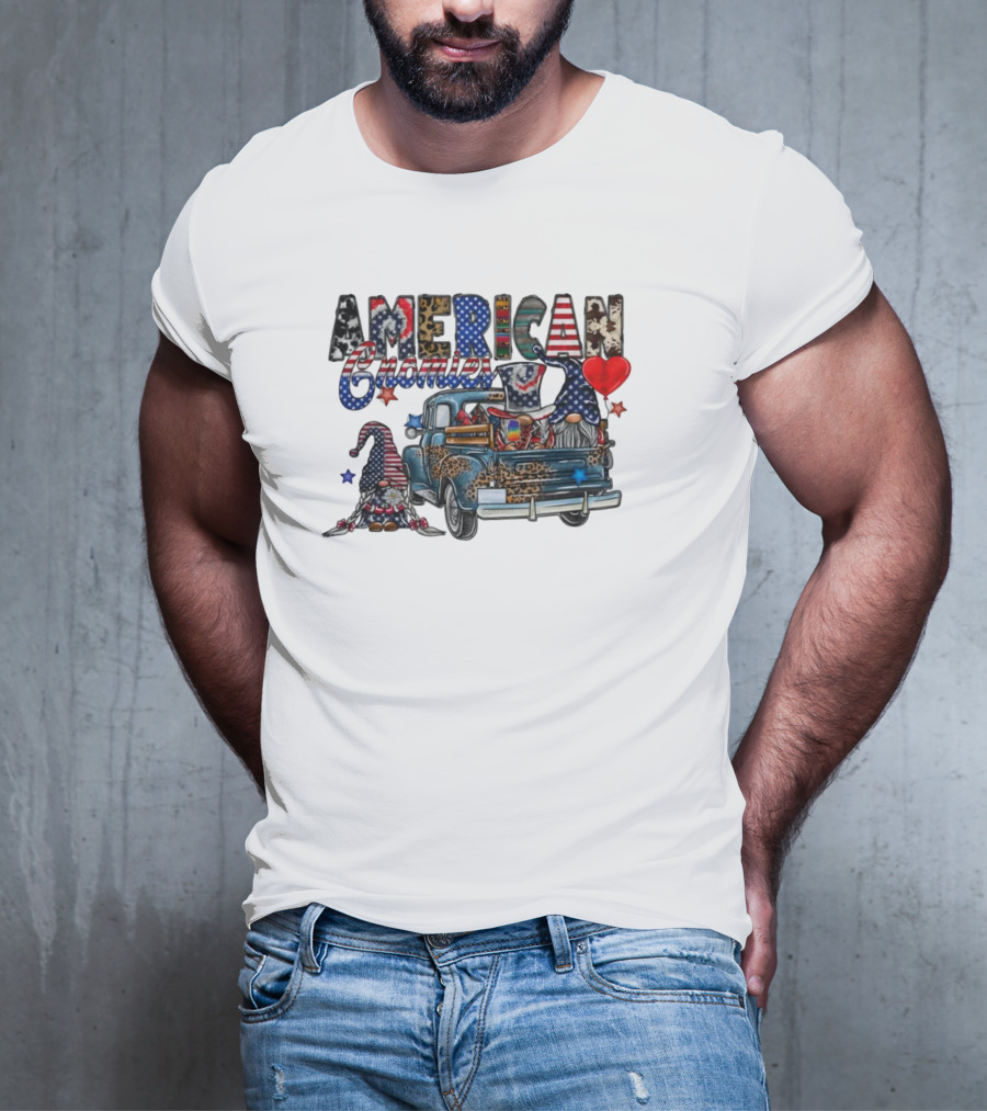 American Gnomies Truck With Patriotic Gnome Patterns And Stars T-Shirt