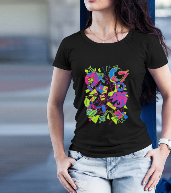 What's The Data Neon Abstract Shapes And Lines T-Shirt