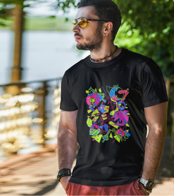 What's The Data Neon Abstract Shapes And Lines T-Shirt
