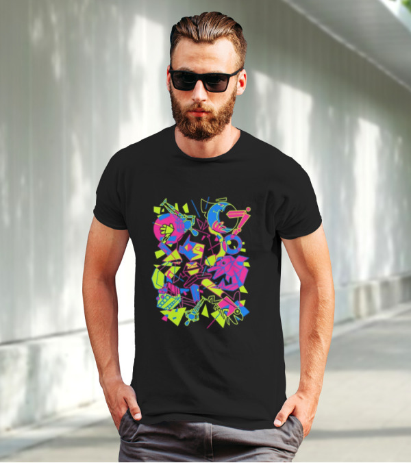 What's The Data Neon Abstract Shapes And Lines T-Shirt
