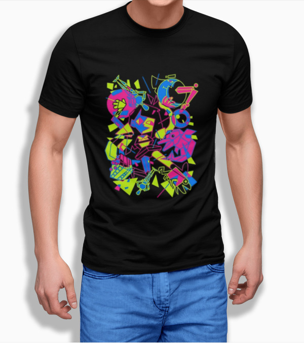 What's The Data Neon Abstract Shapes And Lines T-Shirt