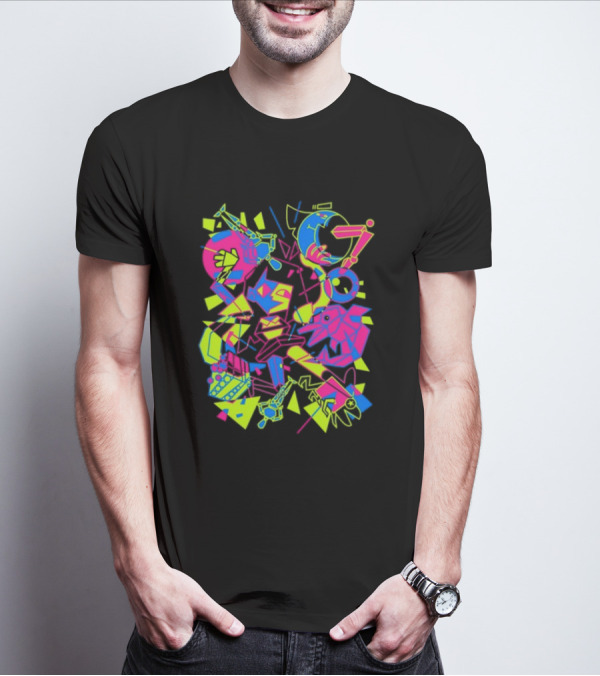 What's The Data Neon Abstract Shapes And Lines T-Shirt