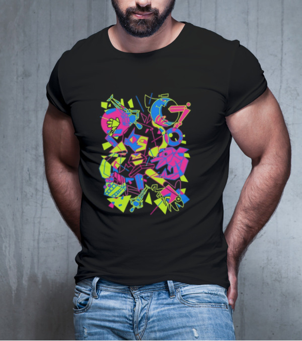 What's The Data Neon Abstract Shapes And Lines T-Shirt