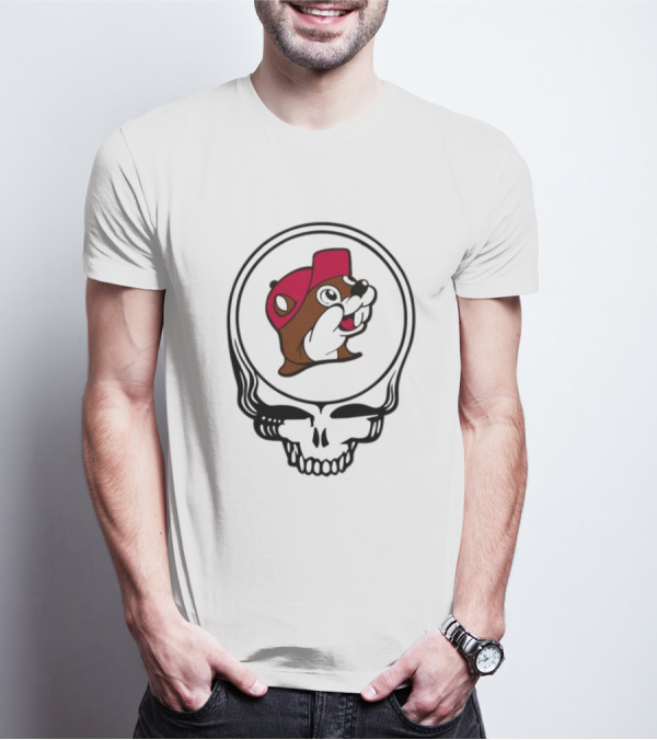 Buc-ee's Beaver In Grateful Dead Style Skull T-Shirt