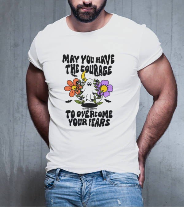 May You Have The Courage To Overcome Your Fears Ghost With Flowers And Bats T-Shirt
