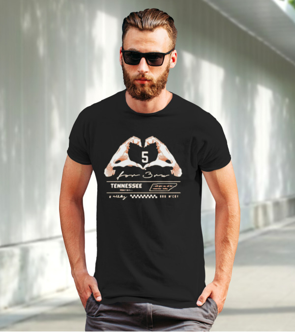 Bru McCoy Tennessee Football Heart 5 For Bru T-Shirt