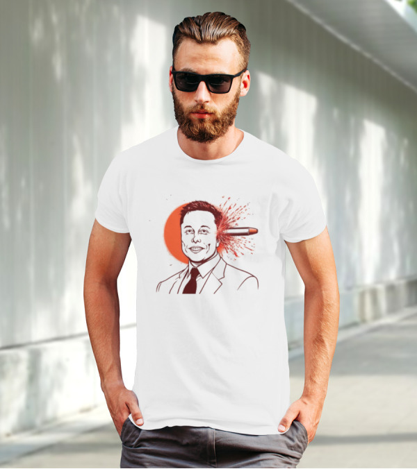 Gayest Tone Bullet Through The Head Elon Musk T-Shirt