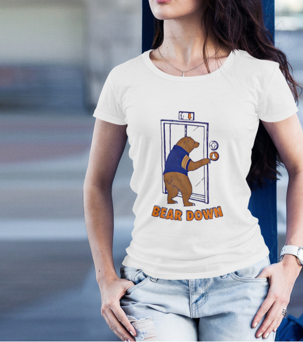 Bear Down Bear In Blue Jersey Pressing Elevator Button T-Shirt