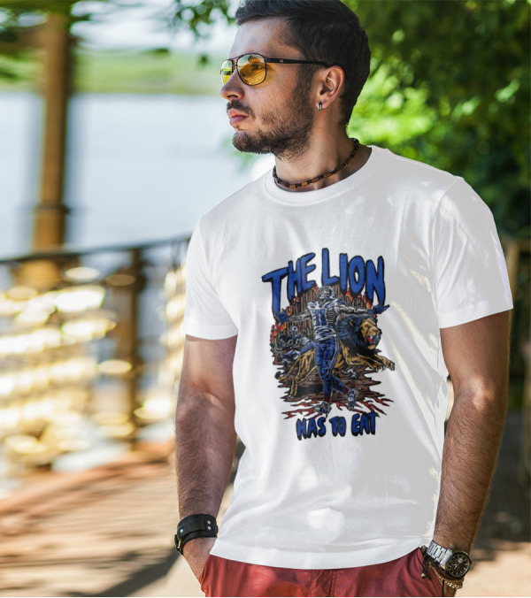 The Lion Has To Eat Retros Themed Football Warrior T-Shirt