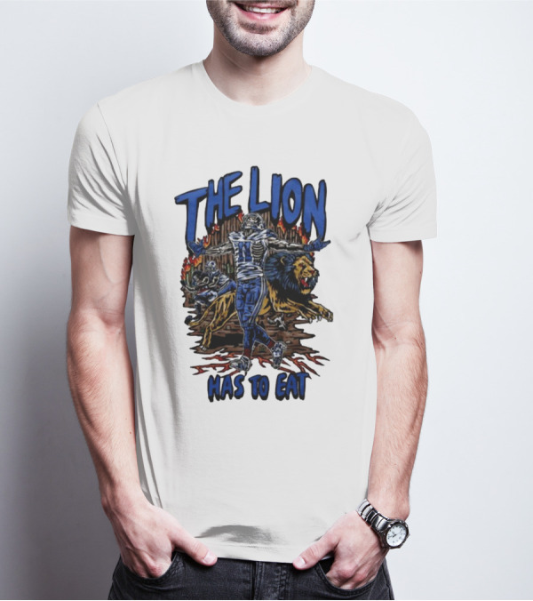 The Lion Has To Eat Retros Themed Football Warrior T-Shirt