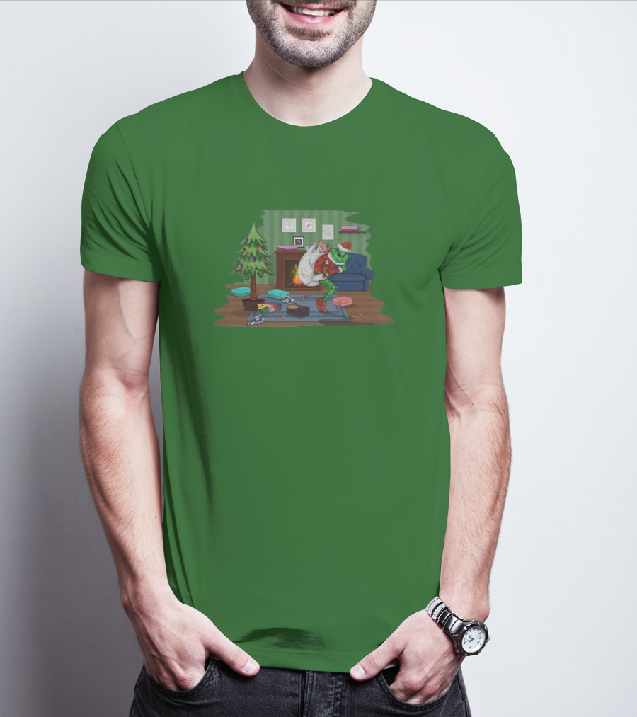 How The Grinch Stole Sneakers Stealing Colorful Boxes By Christmas Tree T-Shirt