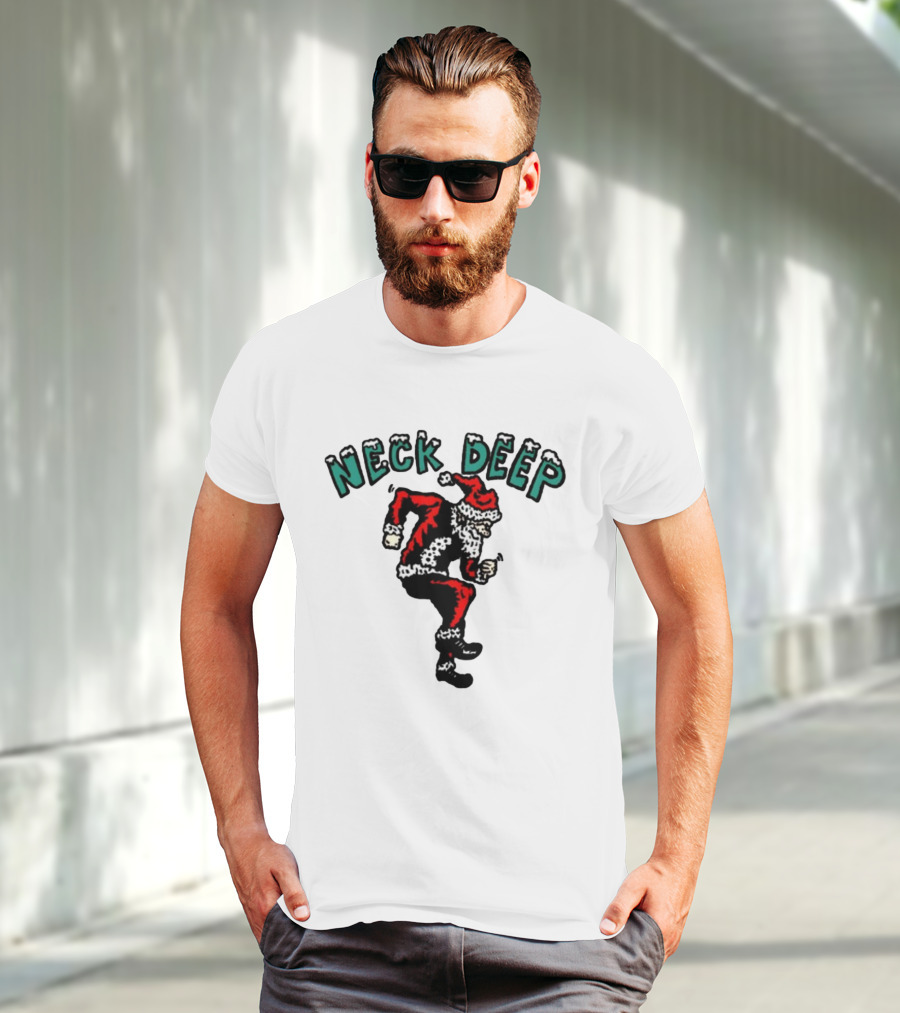 Neck Deep Santa Dancing Green Letters T-Shirt