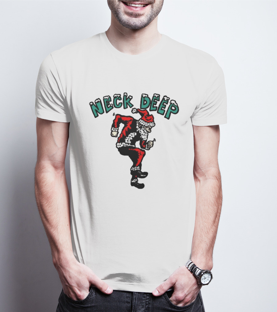 Neck Deep Santa Dancing Green Letters T-Shirt