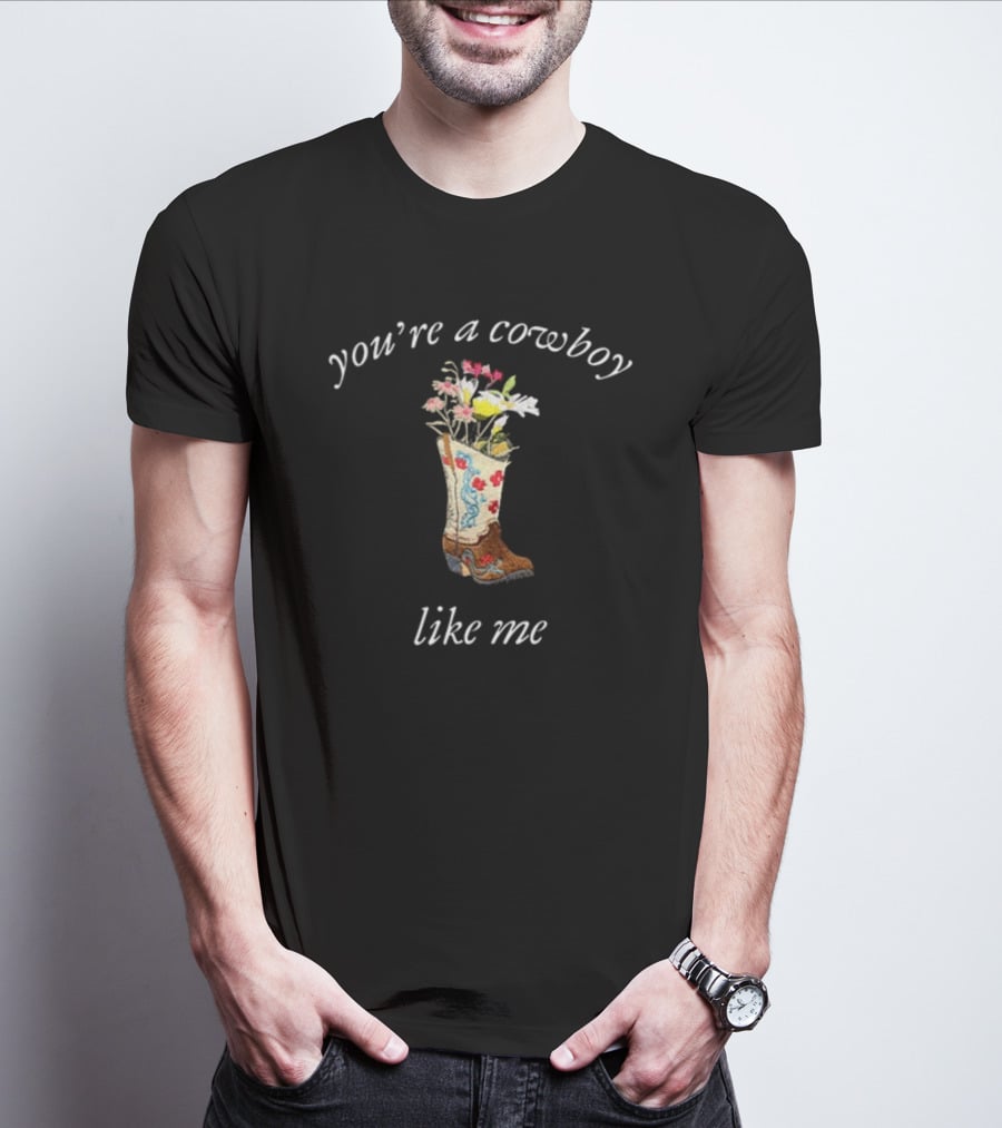 Cruelfolklore You're A Cowboy Like Me Flower Boot T-Shirt