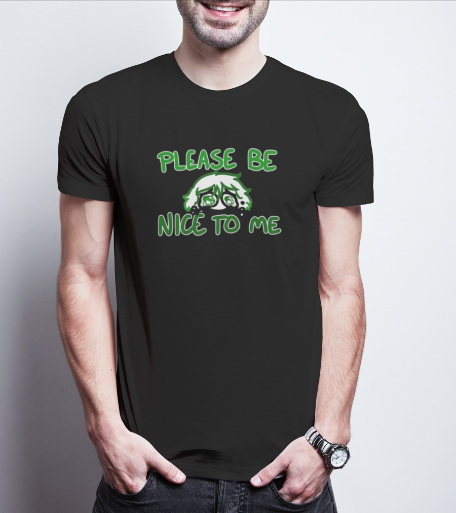 Saucer-Eyed Sadboi Please Be Nice To Me Crying Face T-Shirt