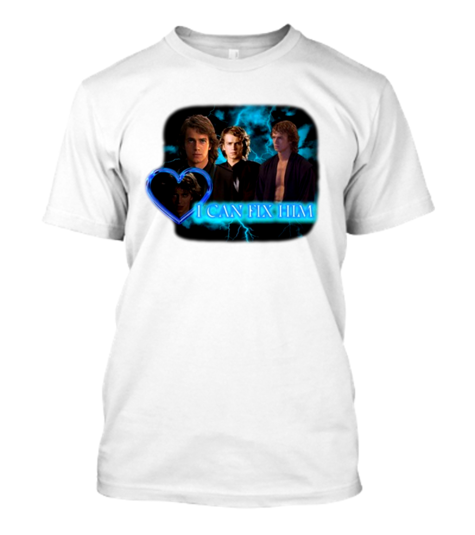 I Can Fix Him Anakin Blue Heart Lightning Background T-Shirt
