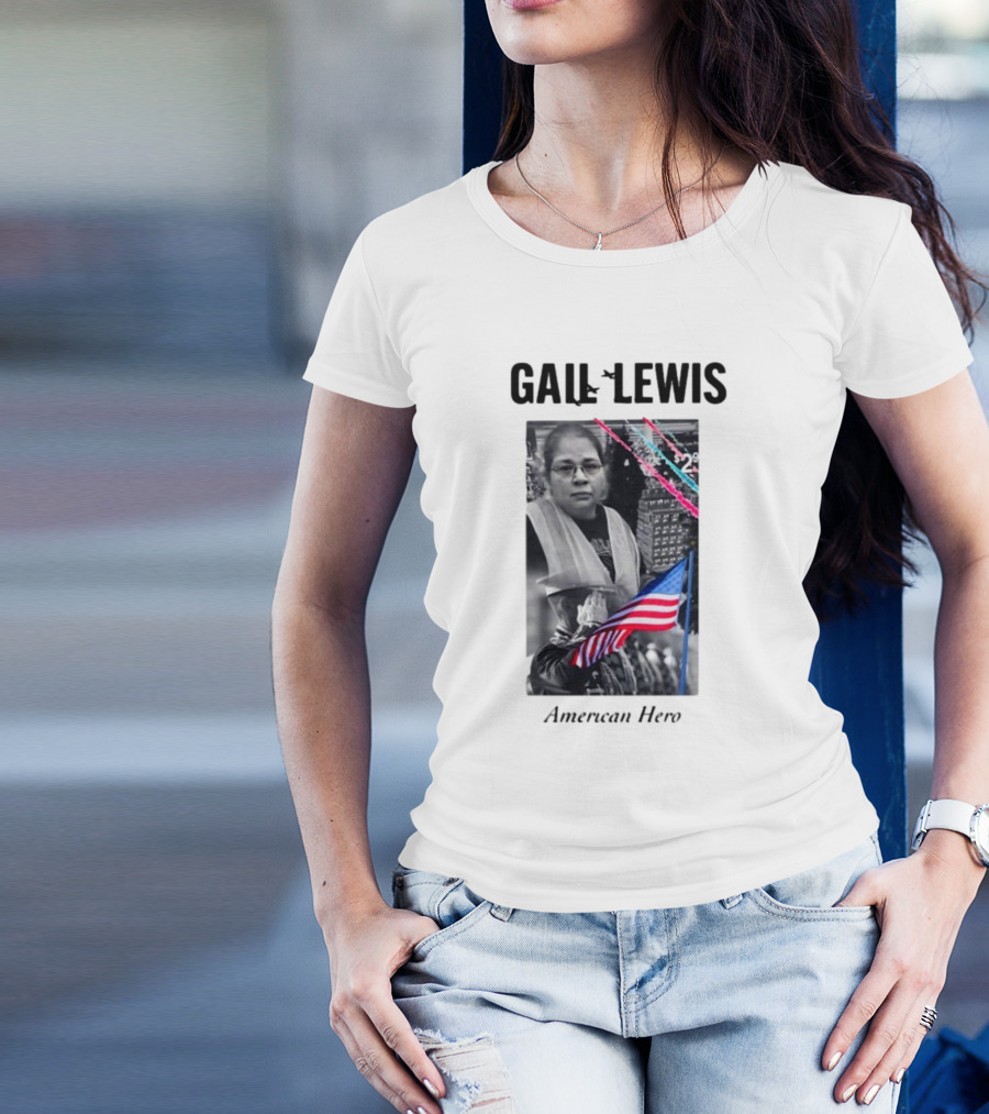 Gail Lewis American Hero Holding Flag Patriotic T-Shirt