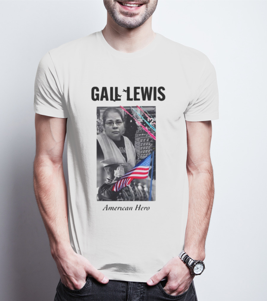 Gail Lewis American Hero Holding Flag Patriotic T-Shirt