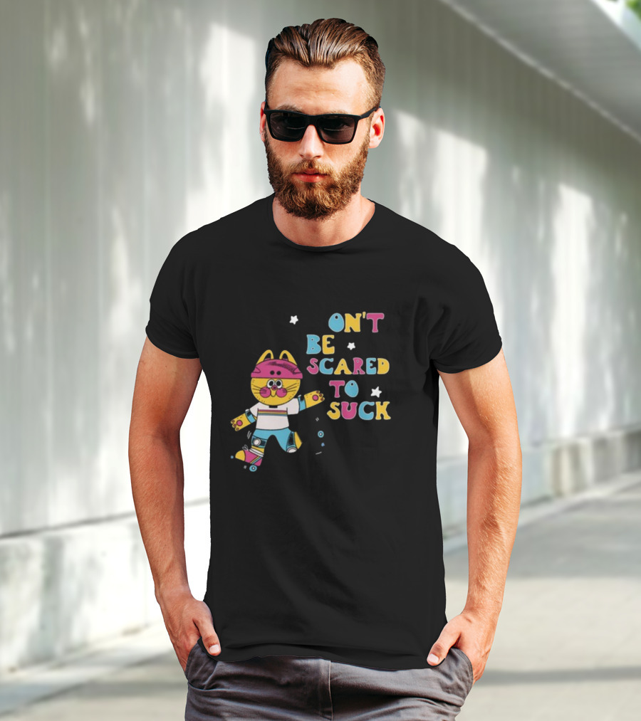 Don't Be Scared To Suck Pinkgabbercat Skateboarding Cat T-Shirt