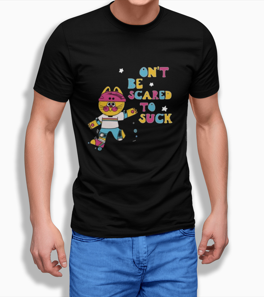 Don't Be Scared To Suck Pinkgabbercat Skateboarding Cat T-Shirt