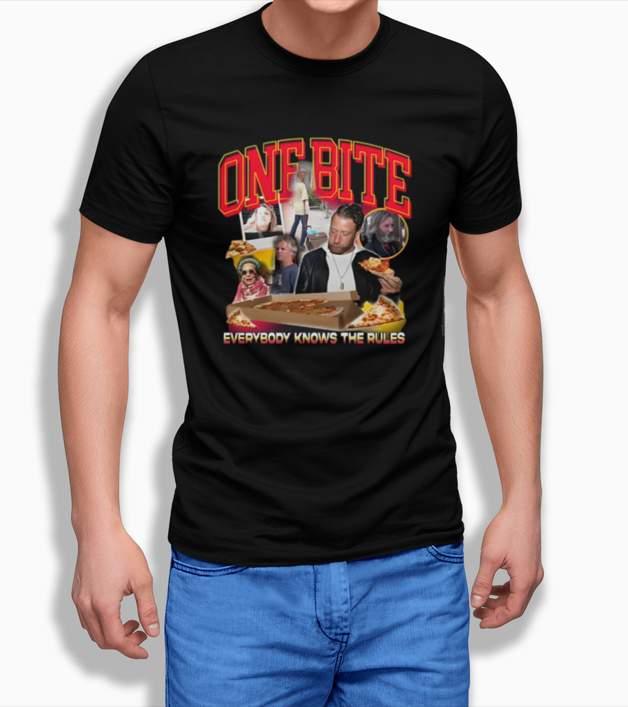 One Bite Everybody Knows The Rules Dave Portnoy Pizza Review Collage T-Shirt